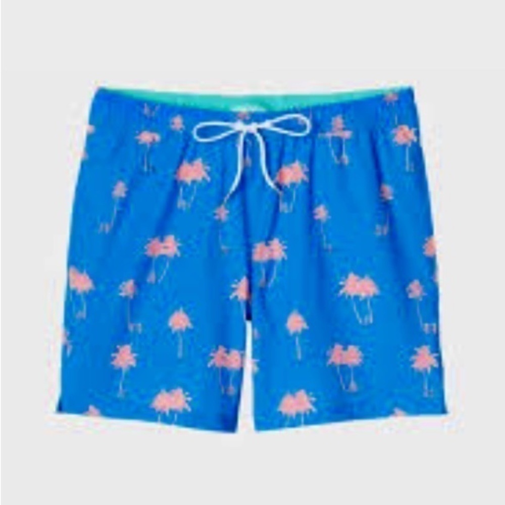 Bonobos Riviera Recycled Pink Palm Blue Azure Swim Trunks Size XS